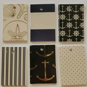 48 Nautical Themed Hand Cut Black Back Glossy Cardstock Gift Tags